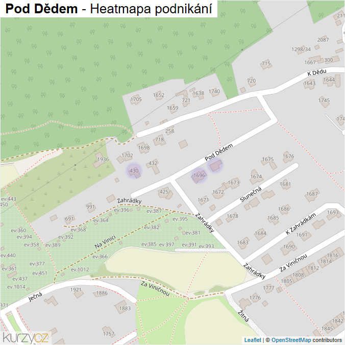 Mapa Pod Dědem - Firmy v ulici.