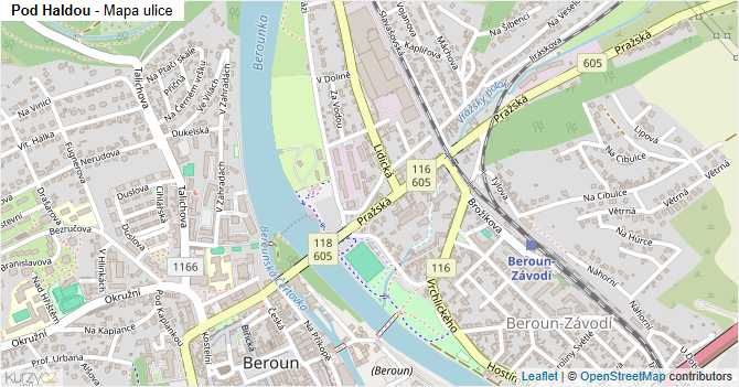 Pod Haldou - mapa ulice
