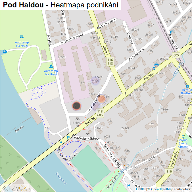 Mapa Pod Haldou - Firmy v ulici.