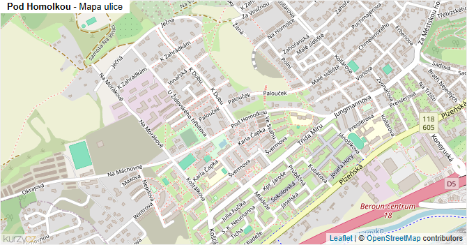 Pod Homolkou - mapa ulice