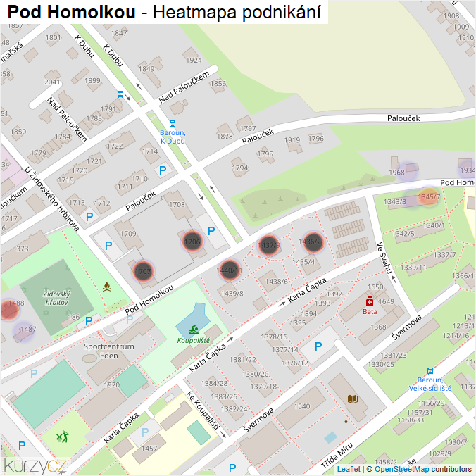 Mapa Pod Homolkou - Firmy v ulici.