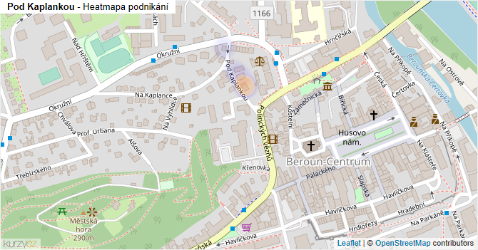 Pod Kaplankou - mapa podnikání