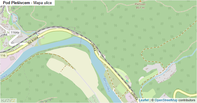 Pod Plešivcem - mapa ulice