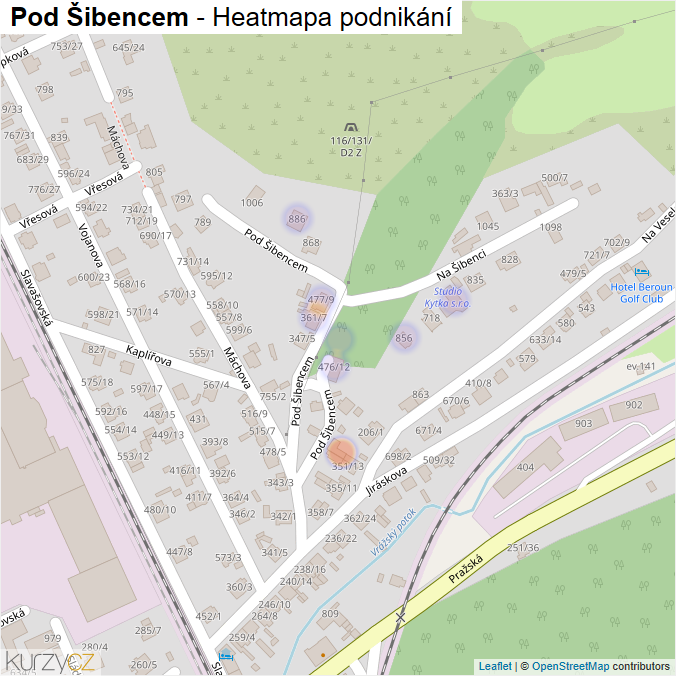 Mapa Pod Šibencem - Firmy v ulici.