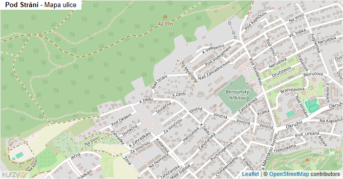 Pod Strání - mapa ulice