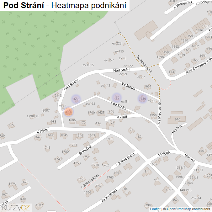 Mapa Pod Strání - Firmy v ulici.