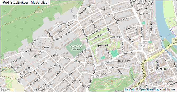 Pod Studánkou - mapa ulice