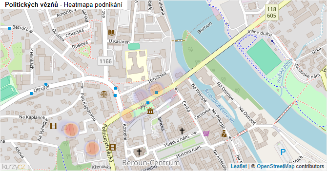 Politických vězňů - mapa podnikání