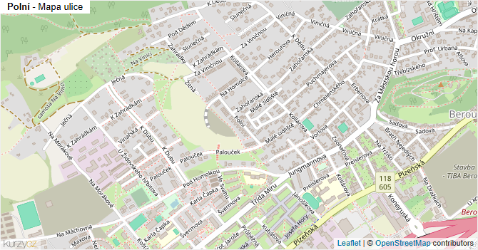 Polní - mapa ulice