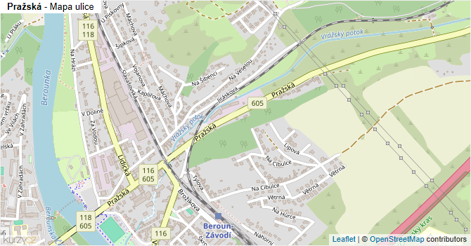 Pražská - mapa ulice