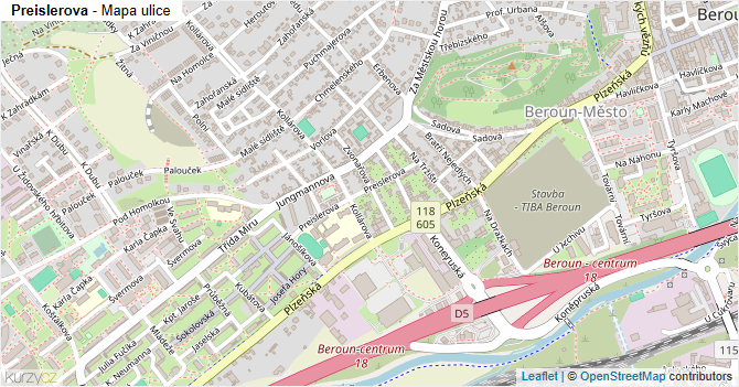 Preislerova - mapa ulice