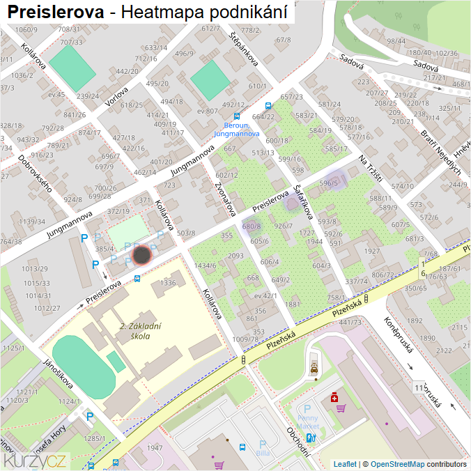 Mapa Preislerova - Firmy v ulici.