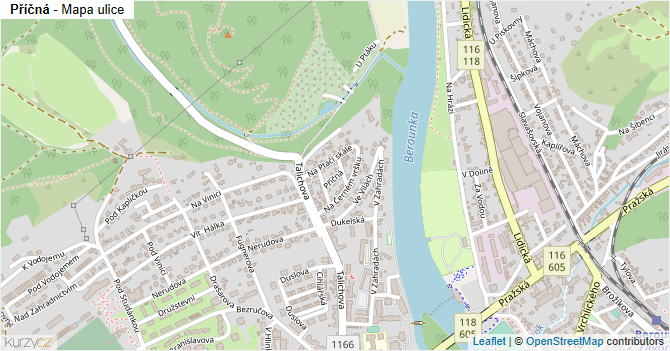 Příčná - mapa ulice