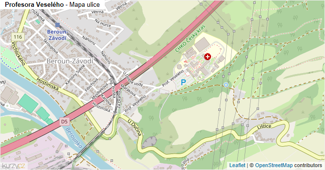 Profesora Veselého - mapa ulice