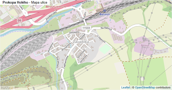 Prokopa Holého - mapa ulice