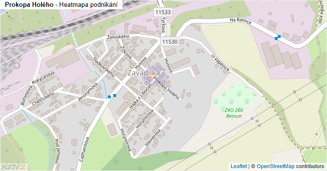 Prokopa Holého - mapa podnikání