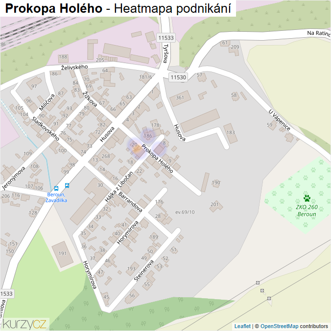 Mapa Prokopa Holého - Firmy v ulici.