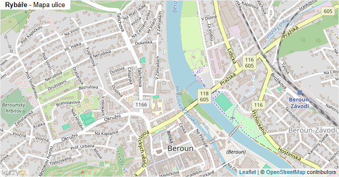 Rybáře - mapa ulice