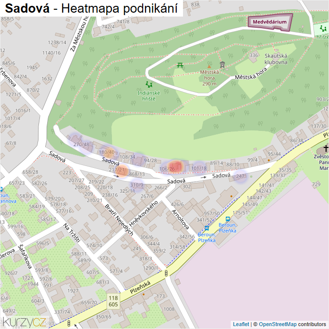 Mapa Sadová - Firmy v ulici.