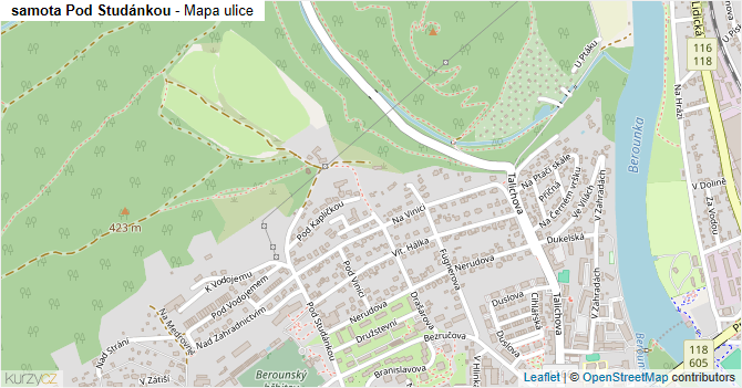 samota Pod Studánkou - mapa ulice