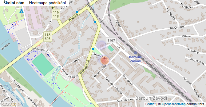 Školní nám. - mapa podnikání