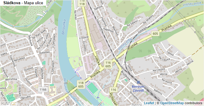 Sládkova - mapa ulice