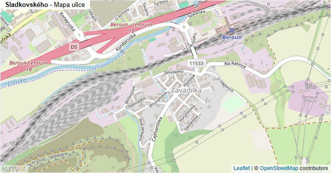 Sladkovského - mapa ulice