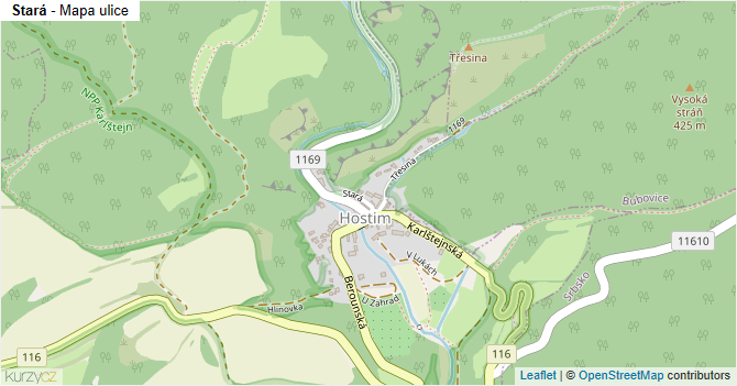 Stará - mapa ulice