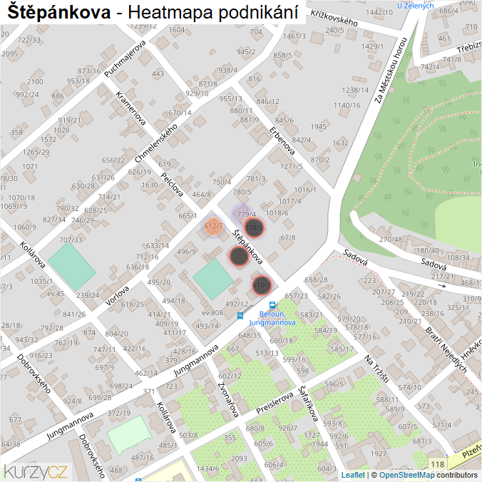 Mapa Štěpánkova - Firmy v ulici.