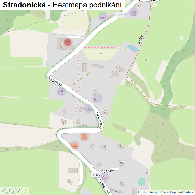 Mapa Stradonická - Firmy v ulici.