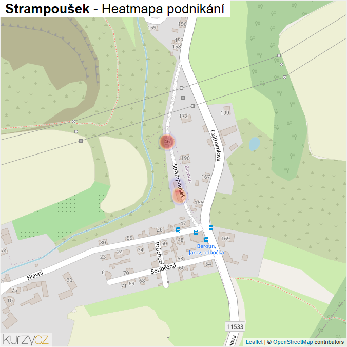 Mapa Strampoušek - Firmy v ulici.