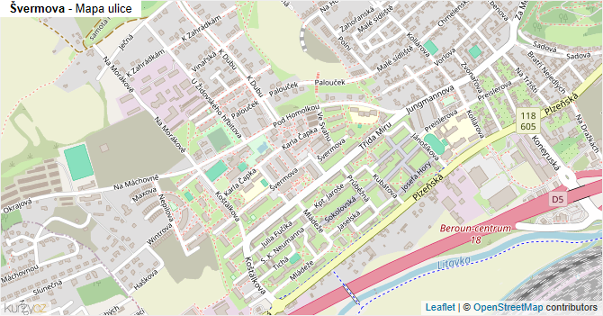 Švermova - mapa ulice