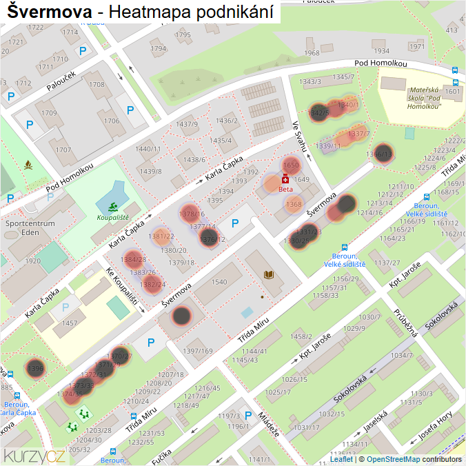 Mapa Švermova - Firmy v ulici.