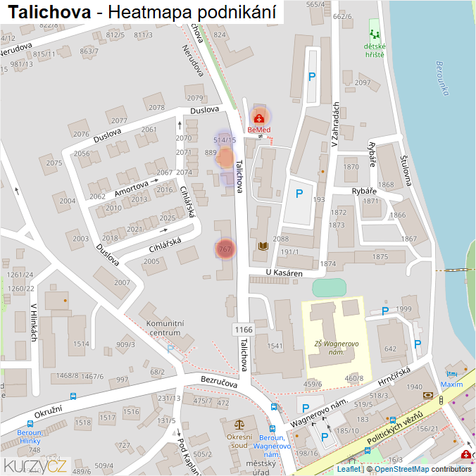 Mapa Talichova - Firmy v ulici.