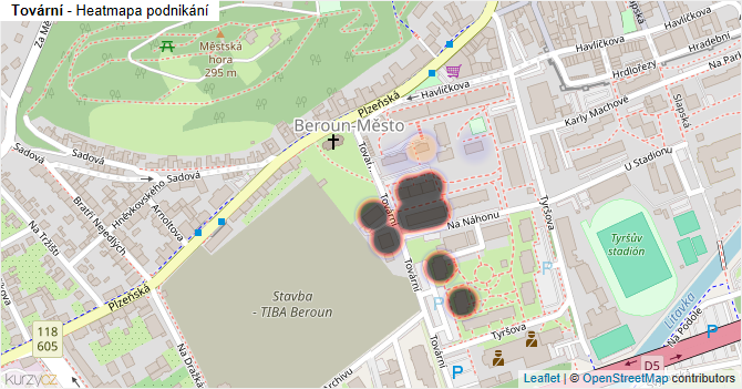 Tovární - mapa podnikání