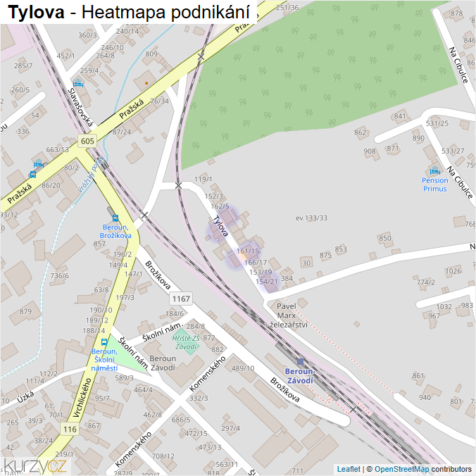 Mapa Tylova - Firmy v ulici.