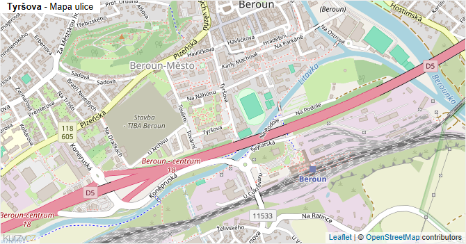 Tyršova - mapa ulice