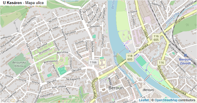 U Kasáren - mapa ulice