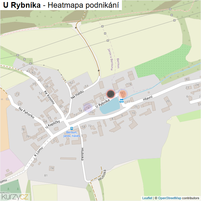 Mapa U Rybníka - Firmy v ulici.