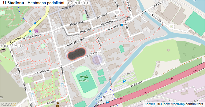 U Stadionu - mapa podnikání