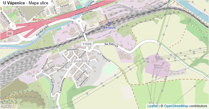 U Vápenice - mapa ulice