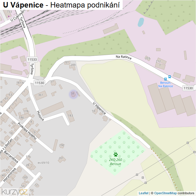Mapa U Vápenice - Firmy v ulici.