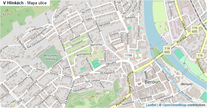 V Hlinkách - mapa ulice