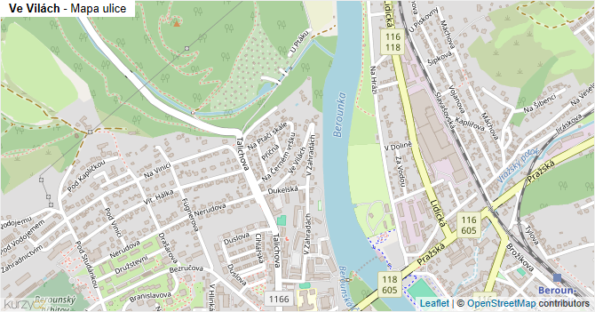 Ve Vilách - mapa ulice