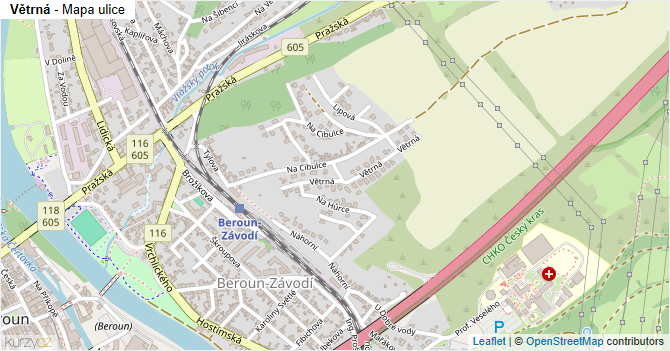 Větrná - mapa ulice