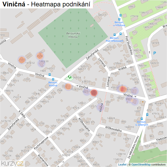 Mapa Viničná - Firmy v ulici.