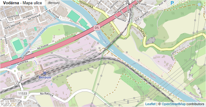 Vodárna - mapa ulice