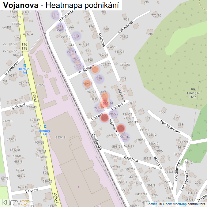 Mapa Vojanova - Firmy v ulici.
