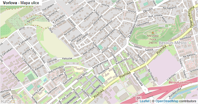 Vorlova - mapa ulice