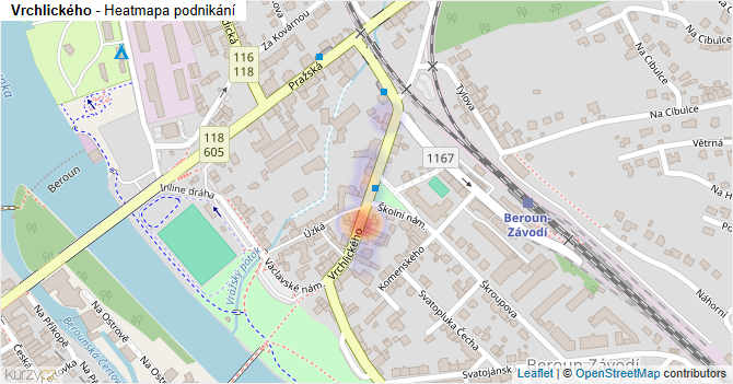 Vrchlického - mapa podnikání